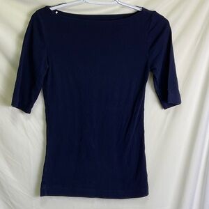 GAP Navy Boatneck, Elbow Length Sleeve Women's Tee